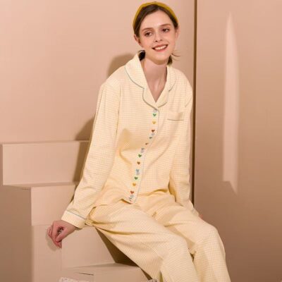Sweet cute loose-fit cotton pajamas for women spring autumn