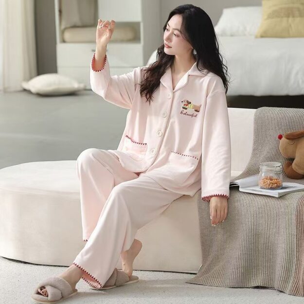 Warm Cotton Pajamas for Women in Autumn and Winter (2) Autumn winter warm women’s cotton pajama set
