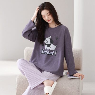 Thick warm autumn winter long sleeve cotton pajamas