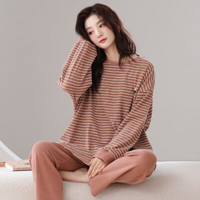 Thick warm autumn winter long sleeve cotton pajamas