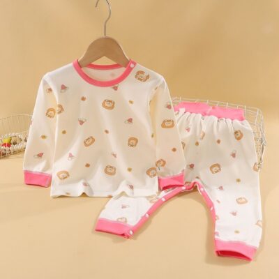 Cotton high waist two-piece baby toddler pajamas
