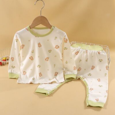 Cotton high waist two-piece baby toddler pajamas