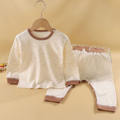Cotton high waist two-piece baby toddler pajamas