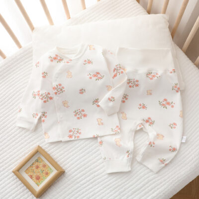 Spring autumn cotton high waist two-piece baby toddler pajamas