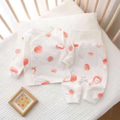 Spring autumn cotton high waist two-piece baby toddler pajamas