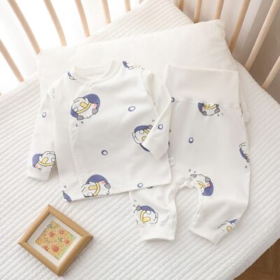Spring autumn cotton high waist two-piece baby toddler pajamas