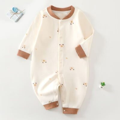 All season cotton long sleeve one-piece baby toddler pajamas