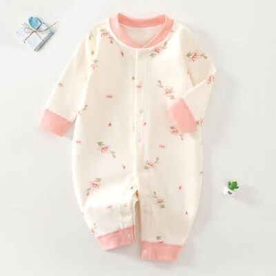All season cotton long sleeve one-piece baby toddler pajamas
