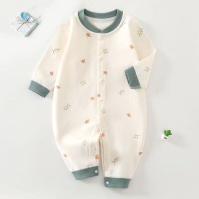 All season cotton long sleeve one-piece baby toddler pajamas