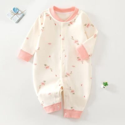 All season cotton long sleeve one-piece baby toddler pajamas