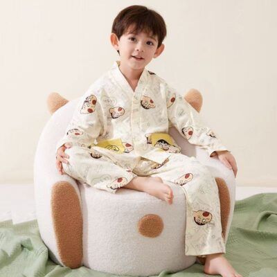 Autumn long sleeve cardigan boys cotton pajama set