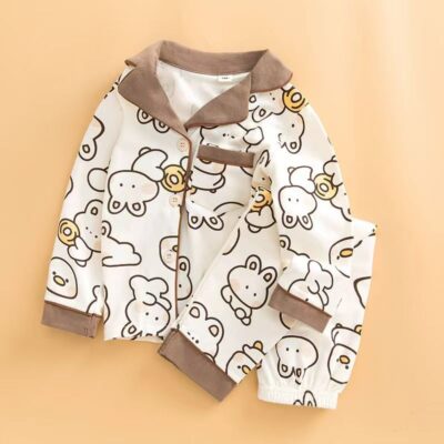 Spring autumn cardigan boys cotton pajama set