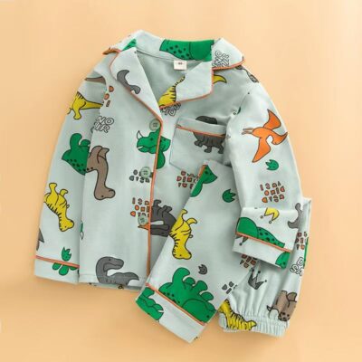 Spring autumn cardigan boys cotton pajama set