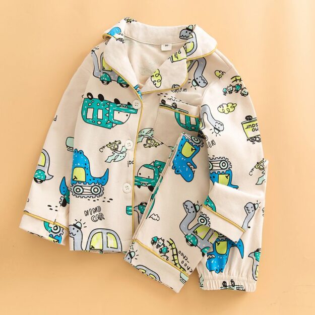 Spring autumn cardigan boys cotton pajama set