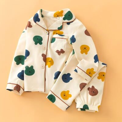 Spring autumn cardigan boys cotton pajama set
