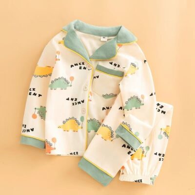 Spring autumn cardigan boys cotton pajama set