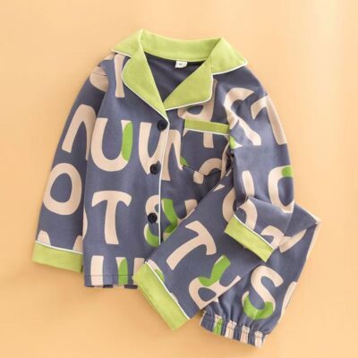 Spring autumn cardigan boys cotton pajama set