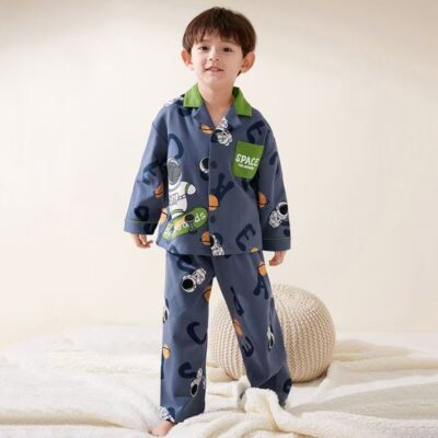 Spring autumn long sleeve boys cotton pajama set