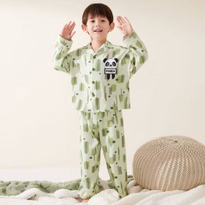 Spring autumn long sleeve boys cotton pajama set