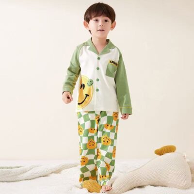 Spring autumn long sleeve boys cotton pajama set