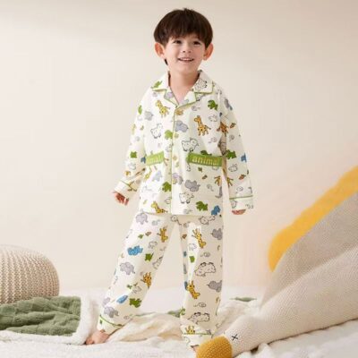Spring autumn long sleeve boys cotton pajama set