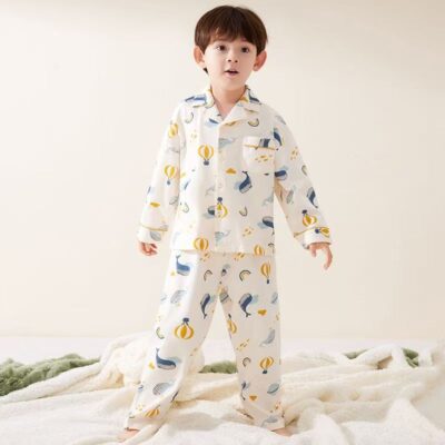 Spring autumn long sleeve boys cotton pajama set