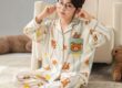 Spring autumn cartoon loose cardigan boys cotton pajama set