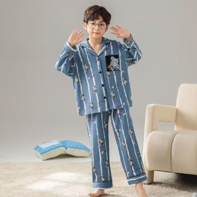Spring autumn long sleeve cartoon kids cotton pajama set
