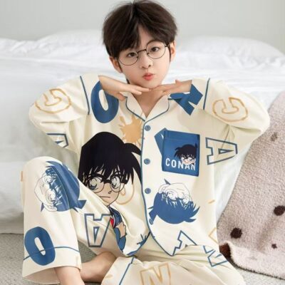 Cute fashion spring autumn cardigan boys cotton pajama set