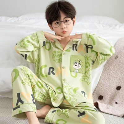 Cute fashion spring autumn cardigan boys cotton pajama set