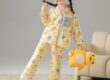 Spring autumn fashion girls cotton pajama set