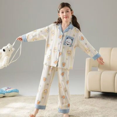 Spring autumn fashion girls cotton pajama set