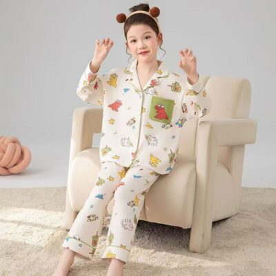 Spring autumn fashion girls cotton pajama set