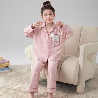 Spring autumn fashion girls cotton pajama set