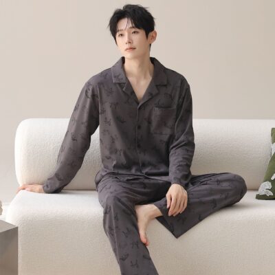 Spring autumn loose homewear men cotton pajamas
