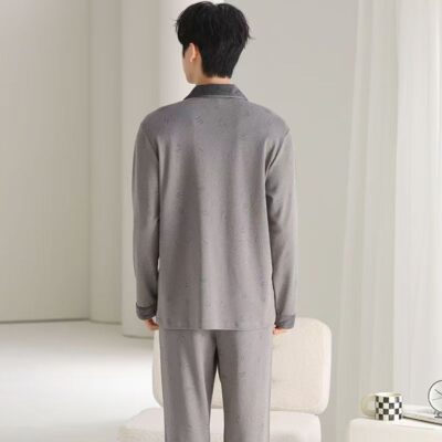 Best-selling spring autumn long sleeve loose fit men cotton pajamas