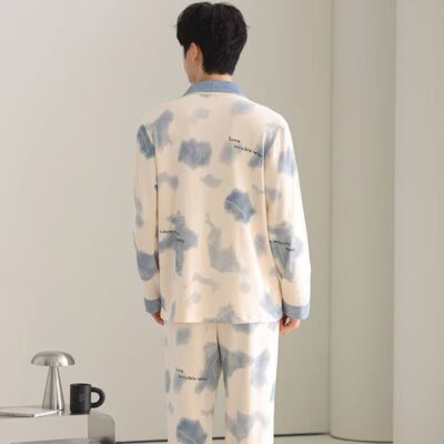 Premium spring autumn casual homewear men cotton pajamas