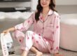 Luxury minimalist spring autumn women satin pajama set