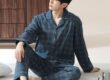 Spring autumn plus size men loose cotton pajama set
