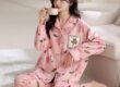 Soft long sleeve spring autumn cotton pajamas