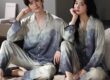 Tie-dye luxury satin pajama set for couples