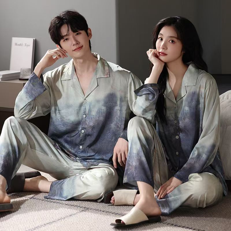 Tie-dye luxury satin pajama set for couples