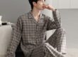 Vintage autumn winter cardigan men cotton pajama set