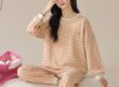 Cute autumn winter long sleeve women cotton pajamas