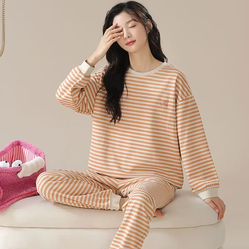 Cute autumn winter long sleeve women cotton pajamas