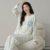 Cute loose fit long sleeve spring autumn women cotton pajamas