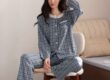 Spring autumn women long sleeve homewear cotton pajamas