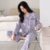 Loose long sleeve cardigan homewear women cotton pajamas