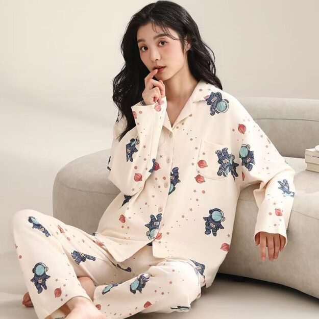 Premium autumn winter women cotton pajamas