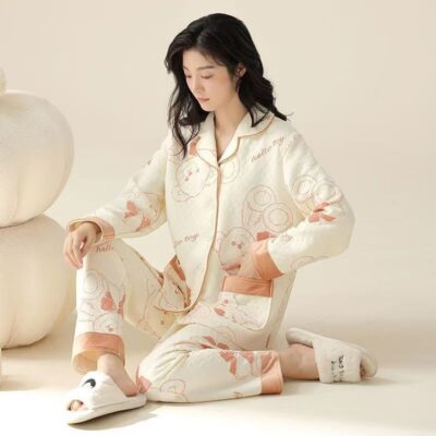Warm thick autumn winter women cotton pajamas